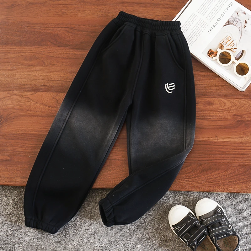 2024新款一体绒休闲裤男童中大童男孩加绒加厚卫裤