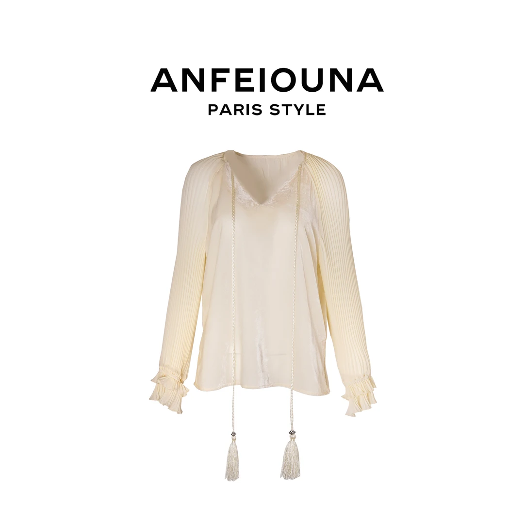 2025新款法式抽绳设计感松间月衬衫上衣1002