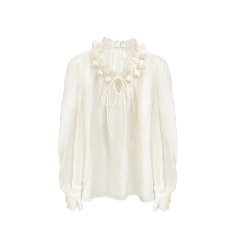 2024新款小众设计立体装饰甜美玫瑰之约衬衫上衣6545