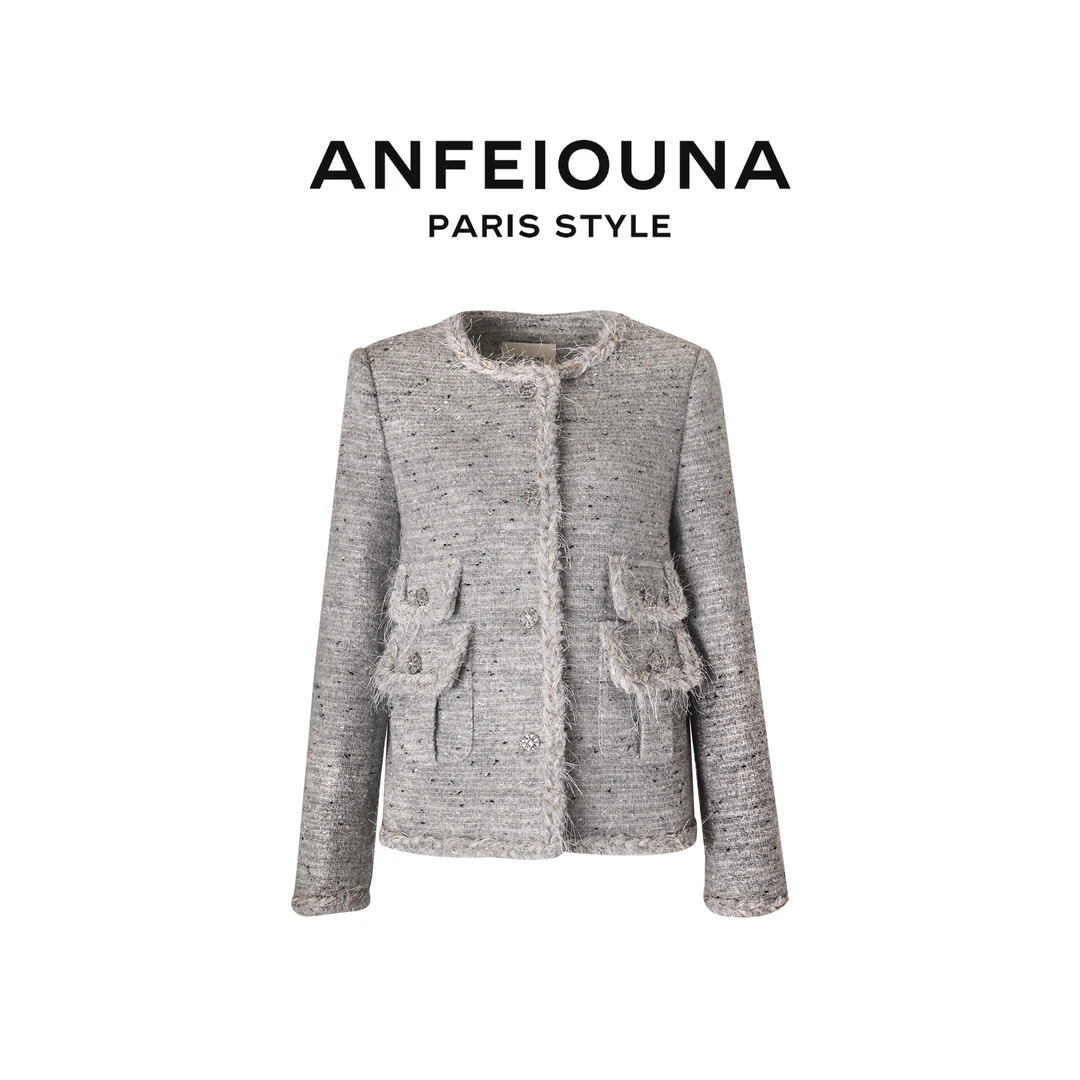 2025新款灰色花火晨锐小香风外套上衣1003