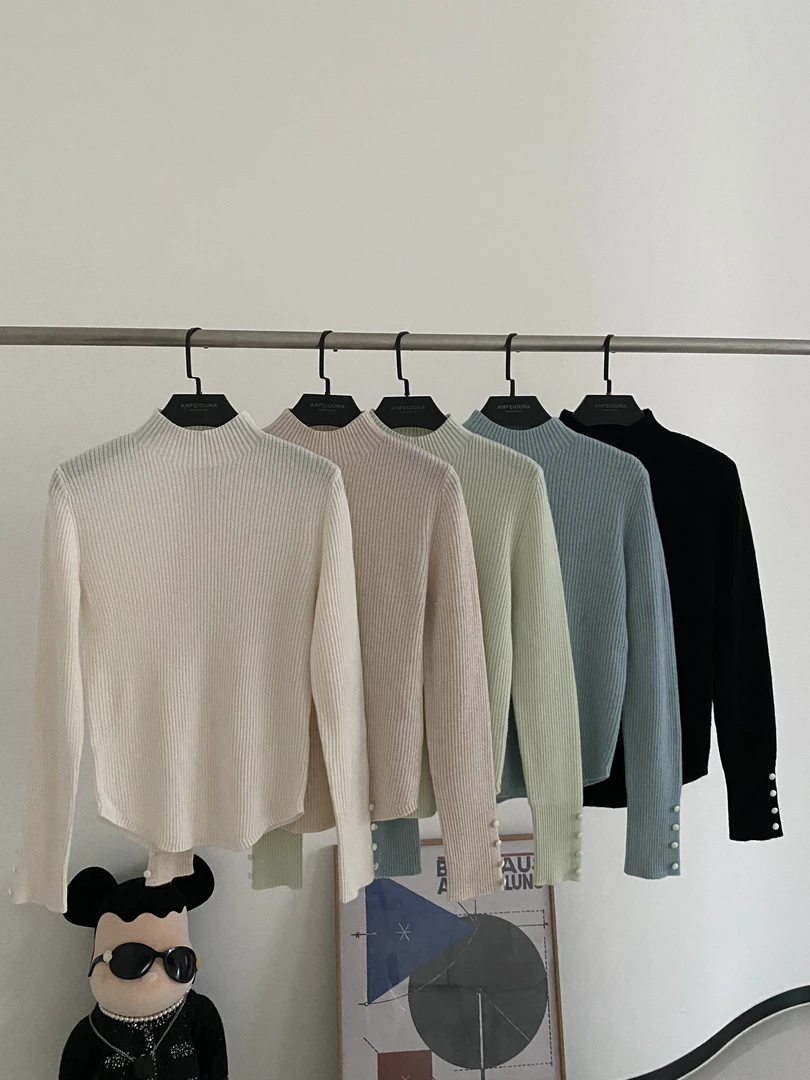 2023新款高级感针织打底衫修身上衣女士内搭外穿毛衣7309