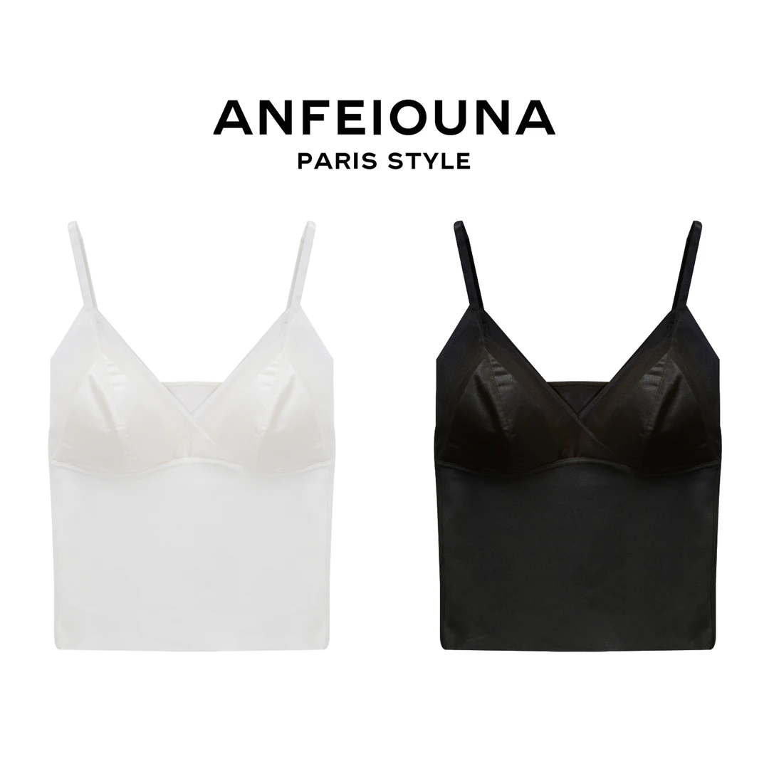 2025新款性感V领缎面蕾丝吊带背心美背抹胸打底女士1156