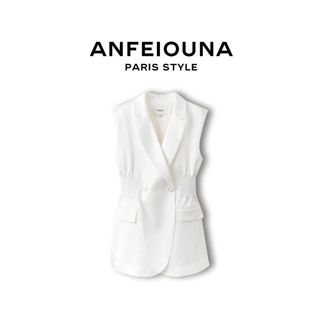 2025新款收腰显瘦迷雾珍珠西装马甲无袖上衣女士1151