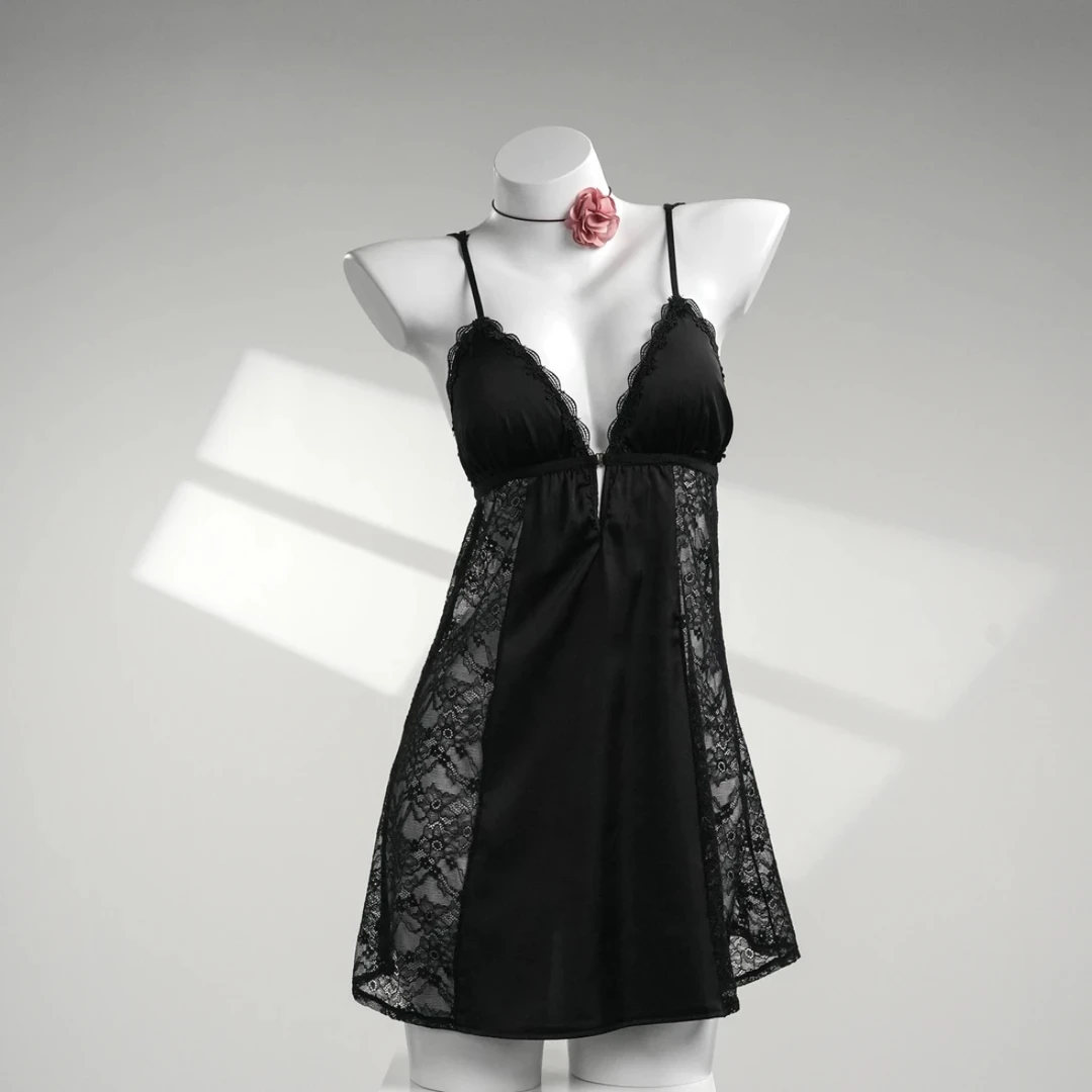 密境【私语】大码（90-210）女士蕾丝花边新款睡衣纯色吊带睡裙