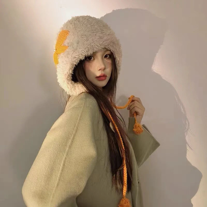 帽子女冬季新款蝴蝶结护护耳帽防寒保暖文艺百搭甜美针织毛线帽