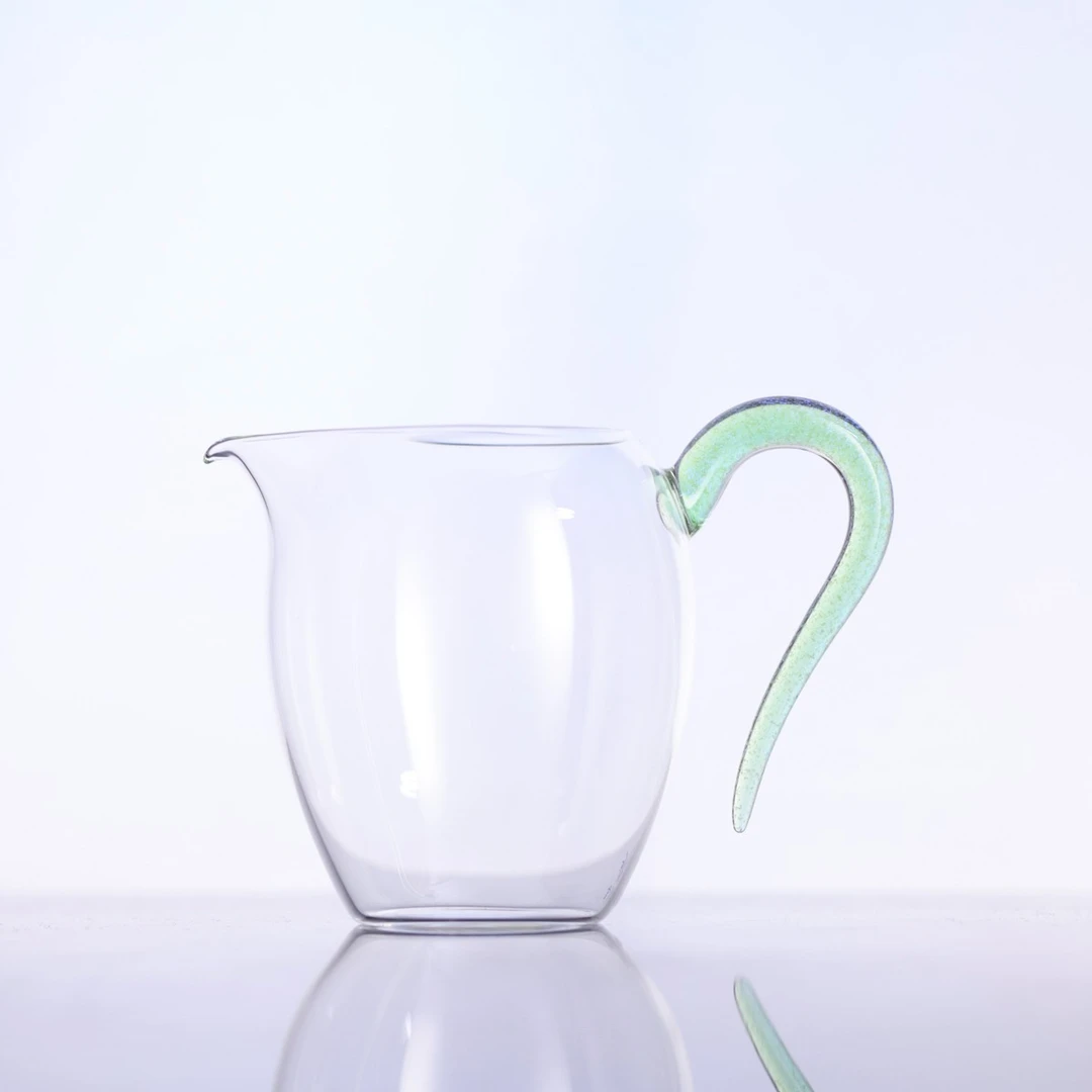 自慢玻璃-绿亮片中蛋盅-手工耐热公道杯茶道分茶