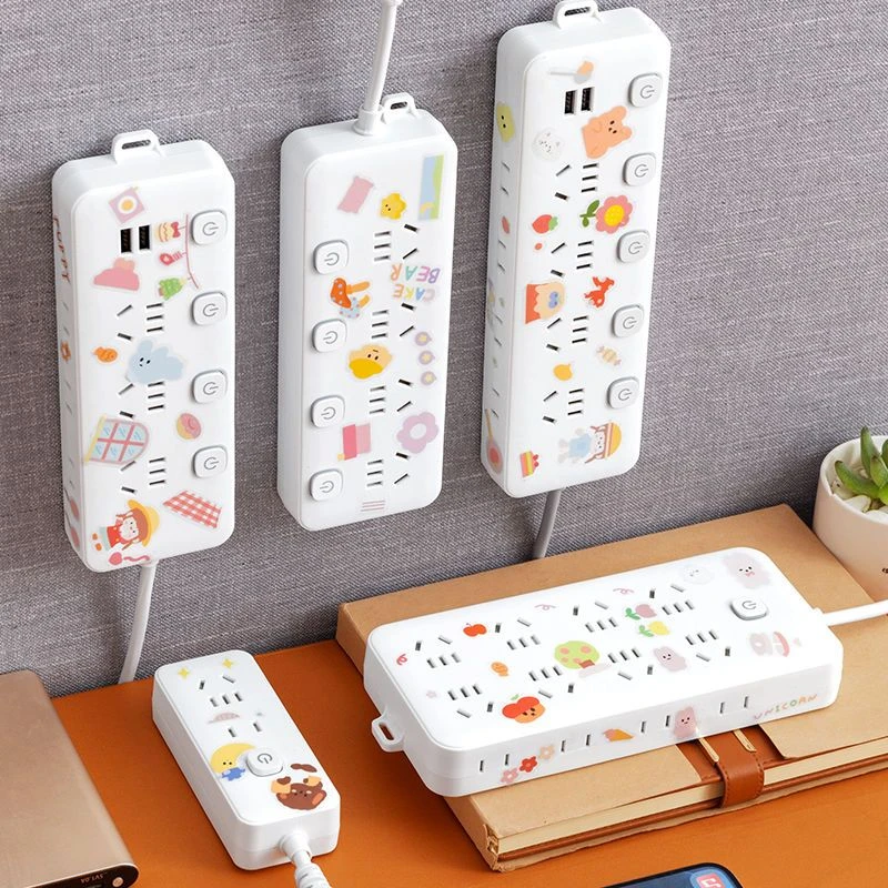 家用智能插座多功能多孔可爱插排带线usb插板宿舍带长线板接线板