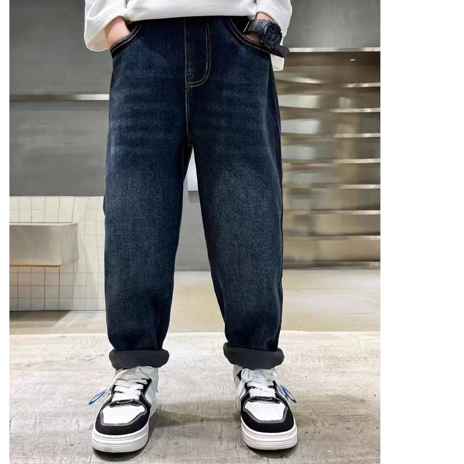 2023加绒牛仔裤宽松长裤洋气