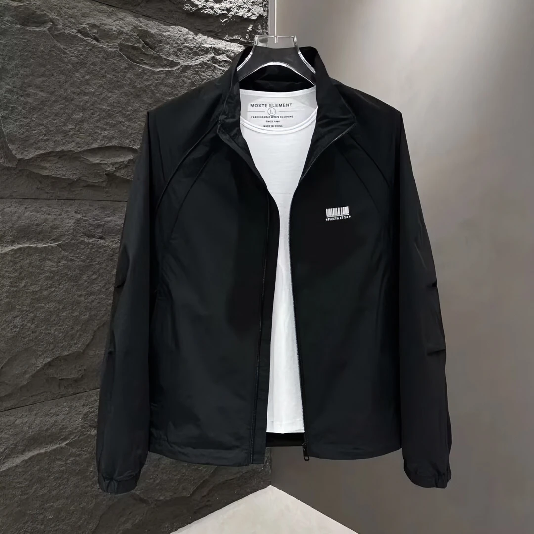 2024新款休闲男士立领户外夹克春秋时尚潮流百搭透气薄款上衣外套