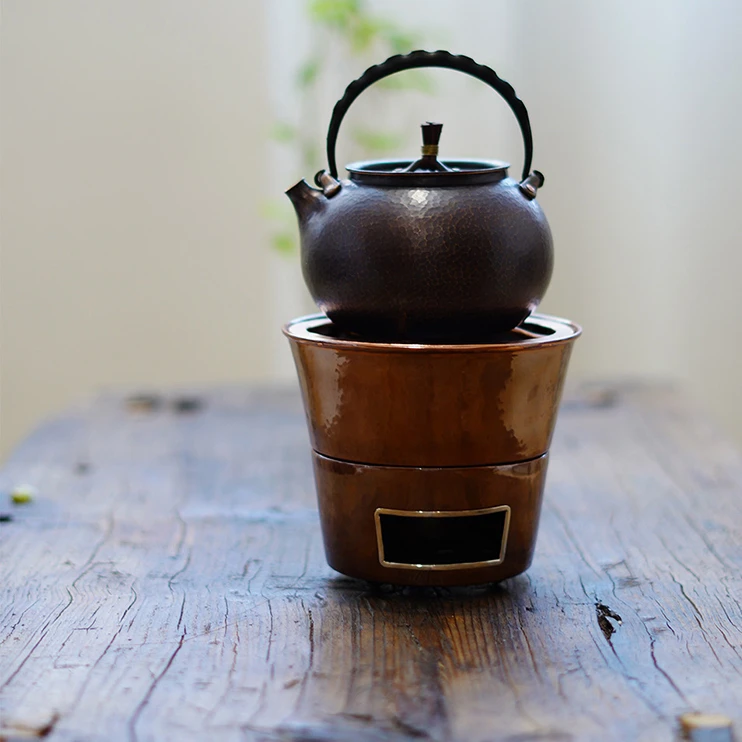 平美斋制 铜炭炉 便携铜炭炉 煮茶铜炭炉 手工铜炭炉 紫铜酒精炉