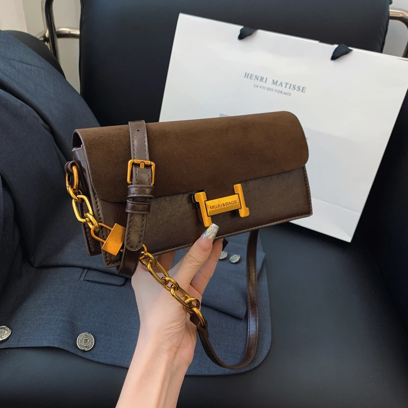 高级感小众轻奢腋下法棍包包女2024新款复古百搭小方包单肩斜挎包