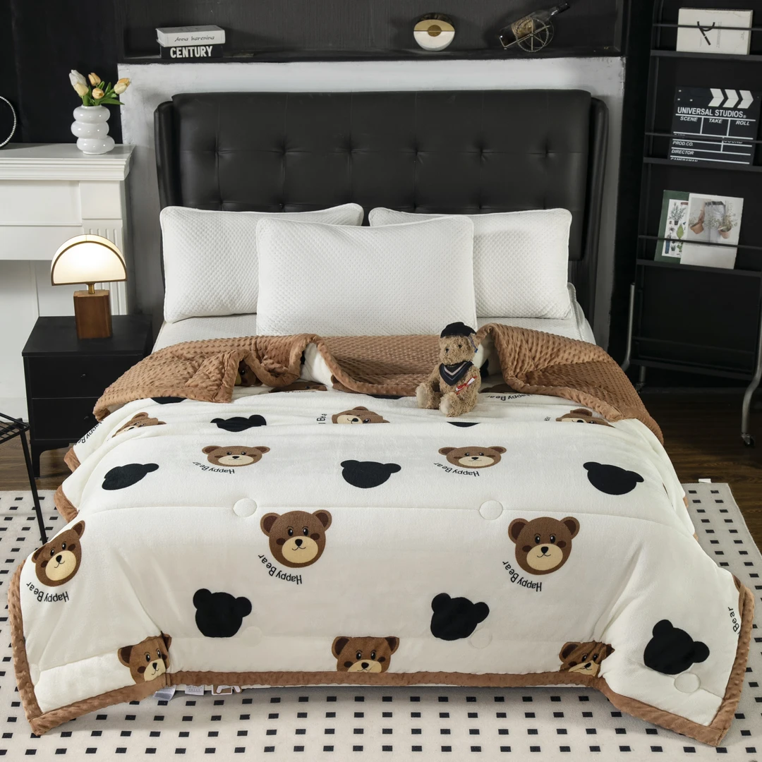 双面牛奶绒豆豆冬被子加绒加厚舒适保暖