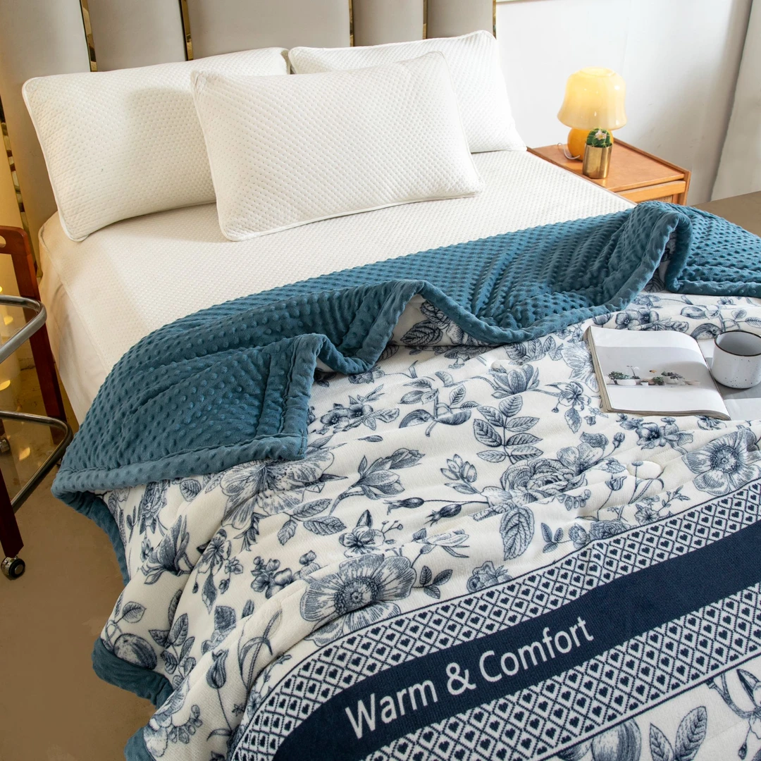 A类双面牛奶绒豆豆冬被加绒加厚大豆纤维柔软舒适保暖轻奢夹棉