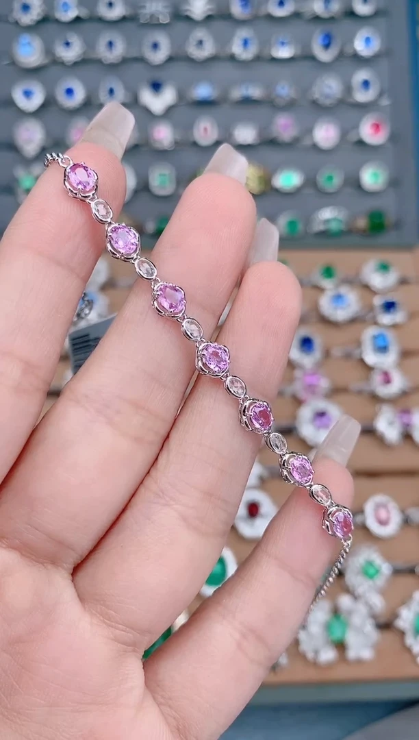 【闪购商品】彩色蓝宝石手链18K金镶嵌1