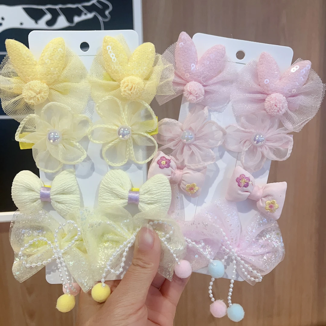 儿童蝴蝶结发饰花朵发夹头饰宝宝布艺蕾丝刘海夹全包布公主夹子