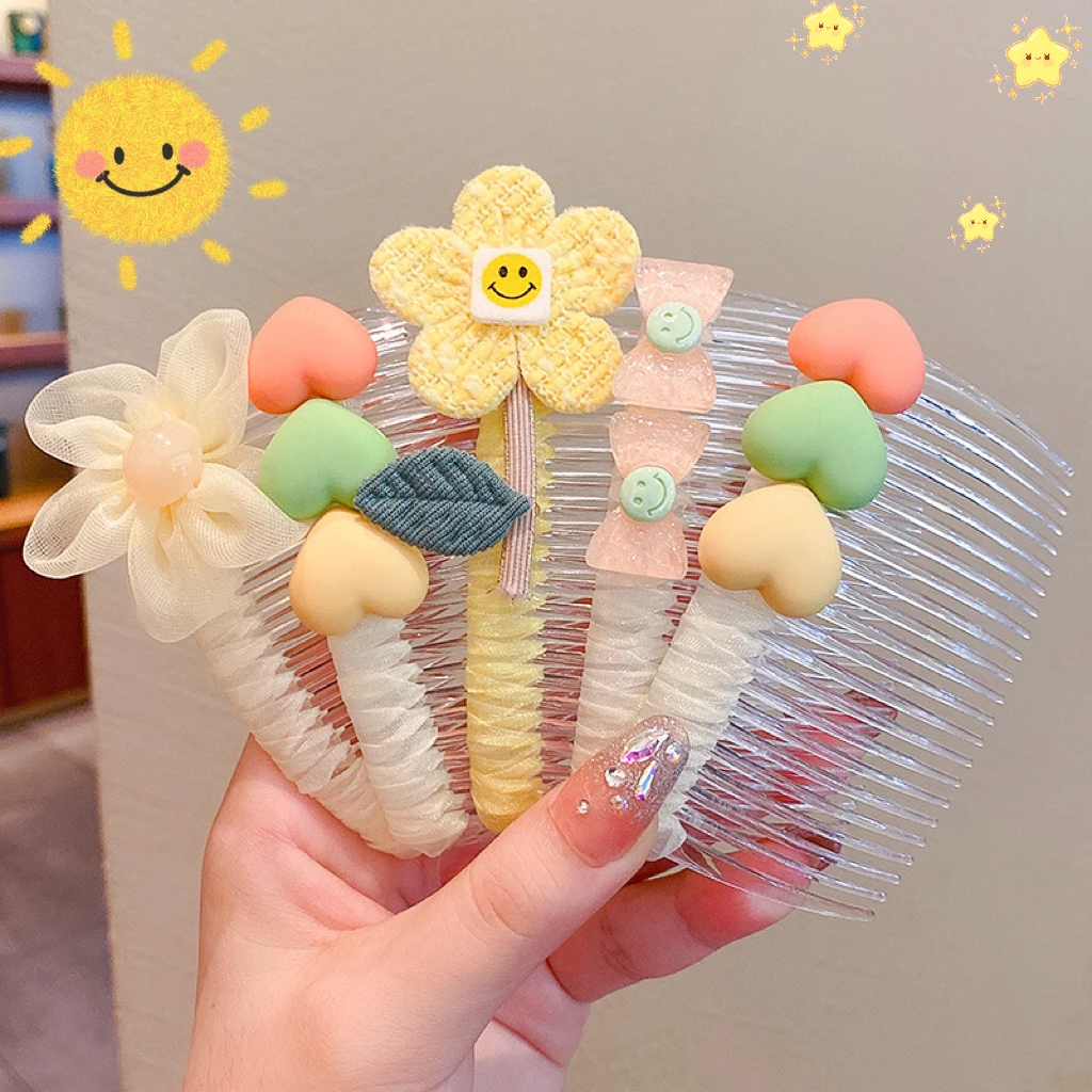 儿童碎发整理神器新款小女孩带齿发卡头饰简约可爱宝宝插梳发饰