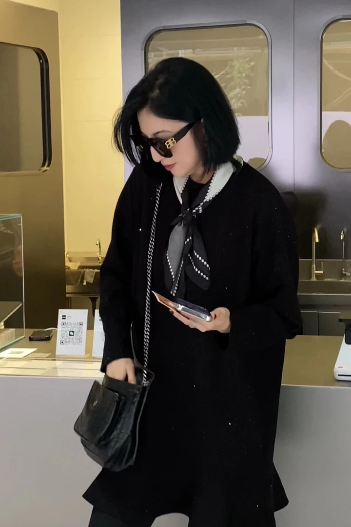 【闪闪裙巴瑟秋款】2024新暗黑闪砖上衣胖MM气质长款衬衫连衣裙6064