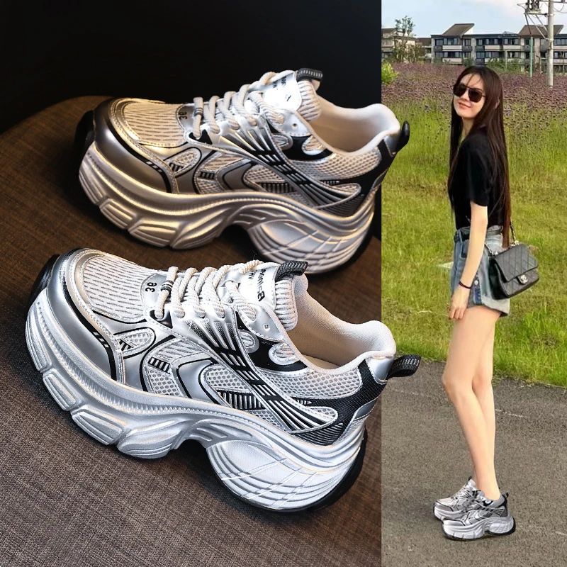 【增高8CM】小个子厚底老爹鞋女2025年秋冬新款软底松糕运动休闲