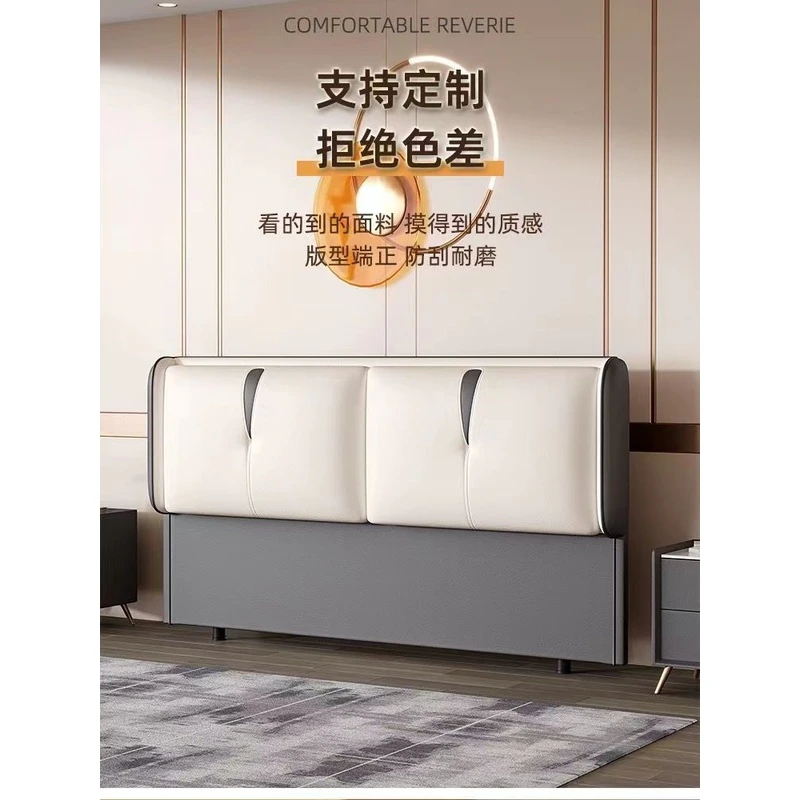 2023新款单独买主卧轻奢靠背板榻榻米实木悬浮床落地软包床头靠背