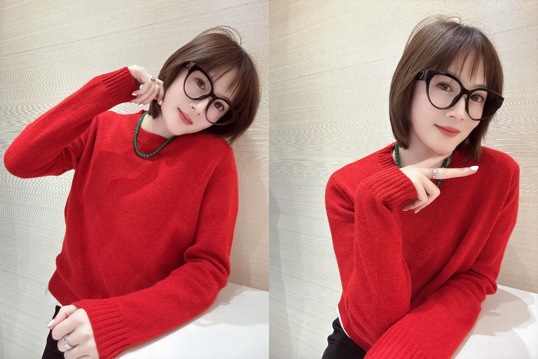 俪妍【LIVELY·YAN】24冬季新款长款套头毛衫73651百搭休闲圆领秋冬