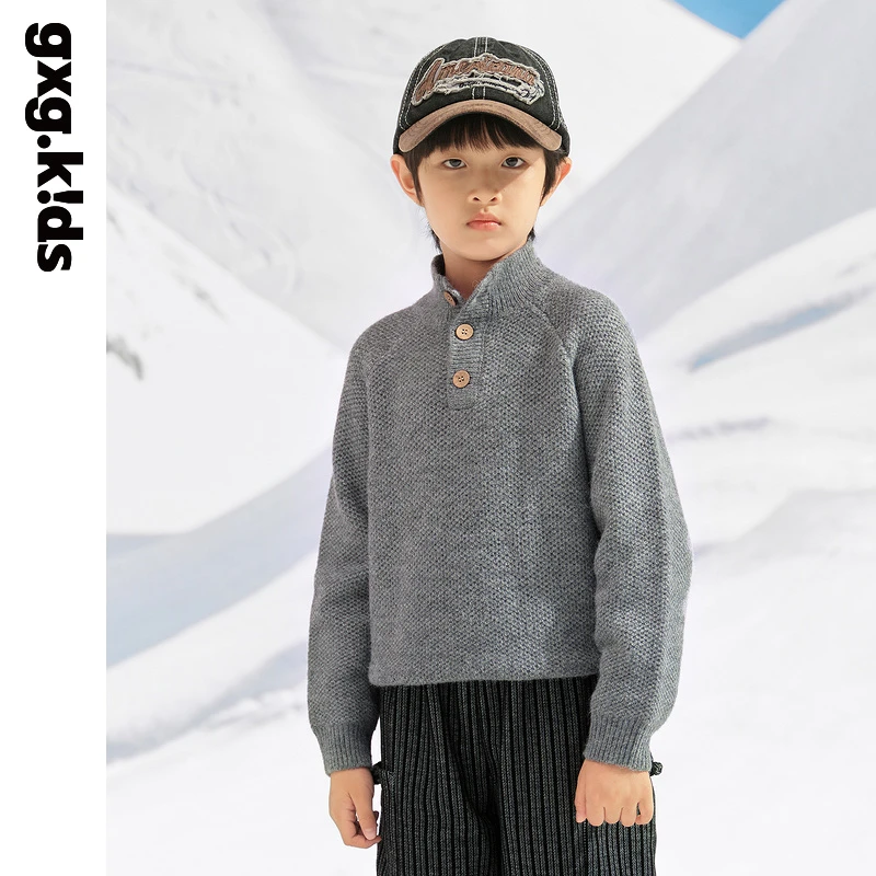 {23冬新}gxgkids童装儿童毛衫男童洋气保暖舒适高领毛衣内搭潮