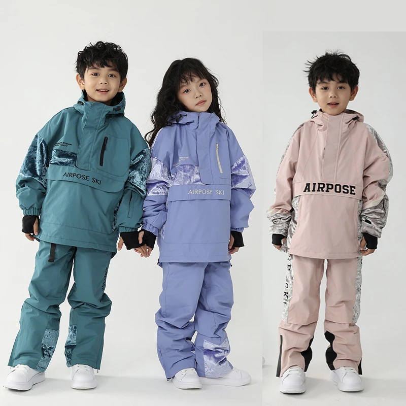 AIRPOSE儿童滑雪服套装女童单板宝宝滑雪装备宽松保暖男童防雪衣