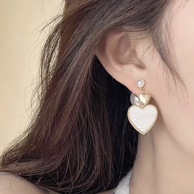 铜合金耳饰 『夏生』清新爱心耳钉气质耳环前后戴设计感耳饰E1616
