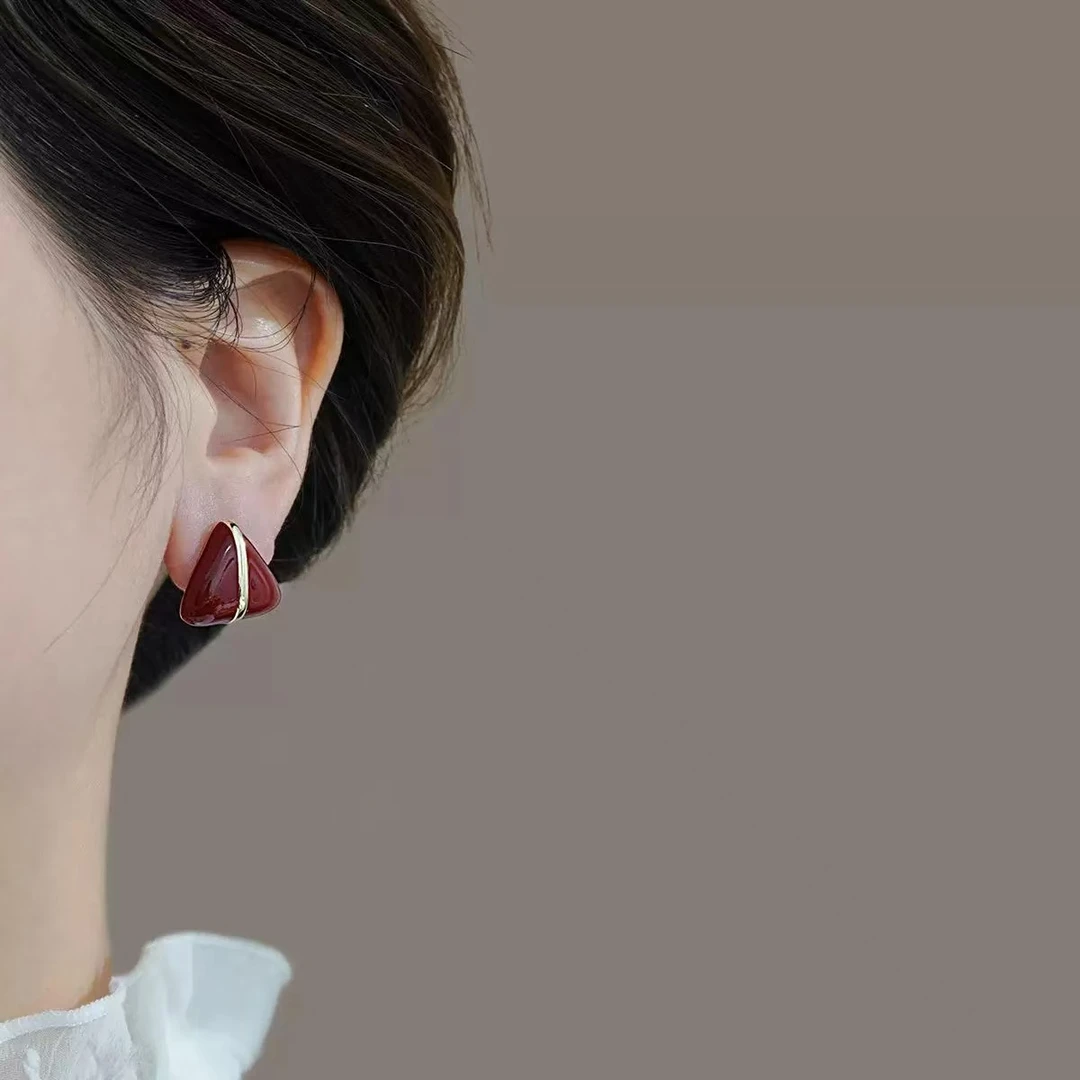 铜合金珐琅耳饰 气质轻奢时尚百搭复古法式小众简约E1510