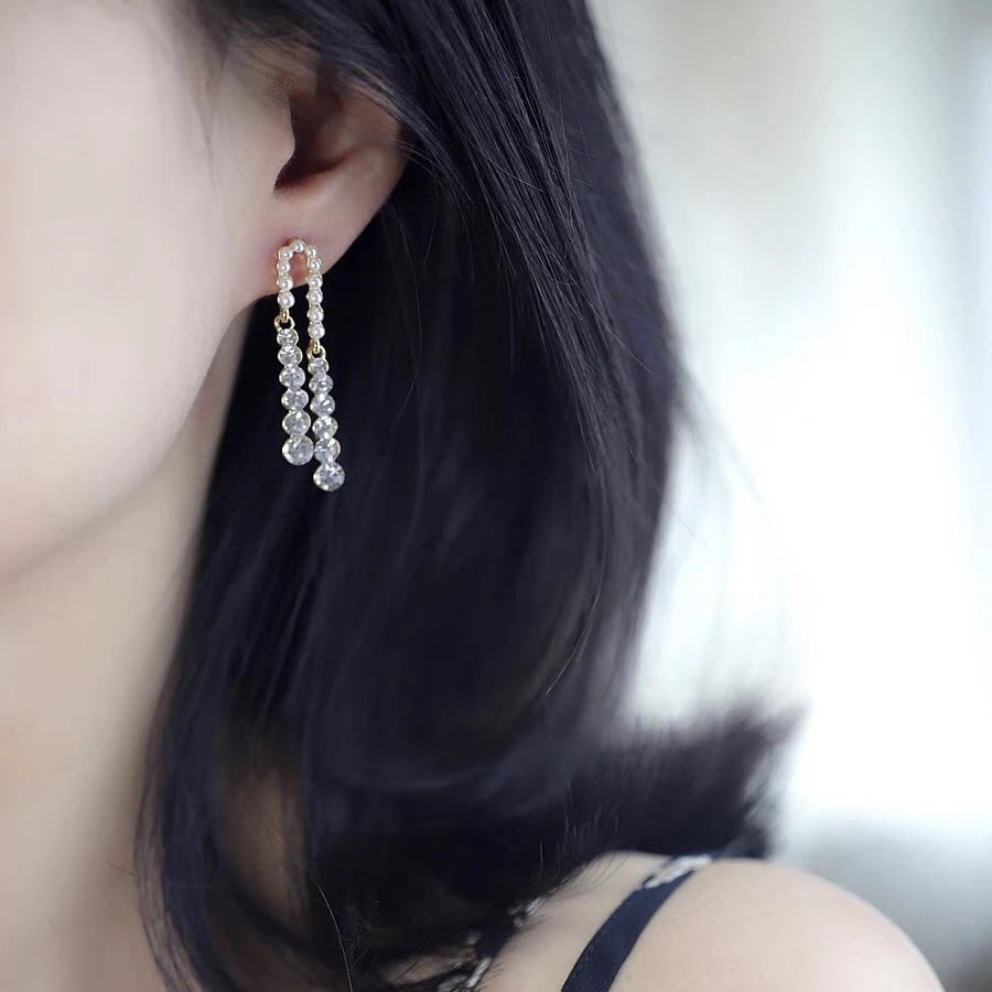 铜合金耳饰 气质温柔耳坠简约法式慵懒轻奢复古流苏高级E558