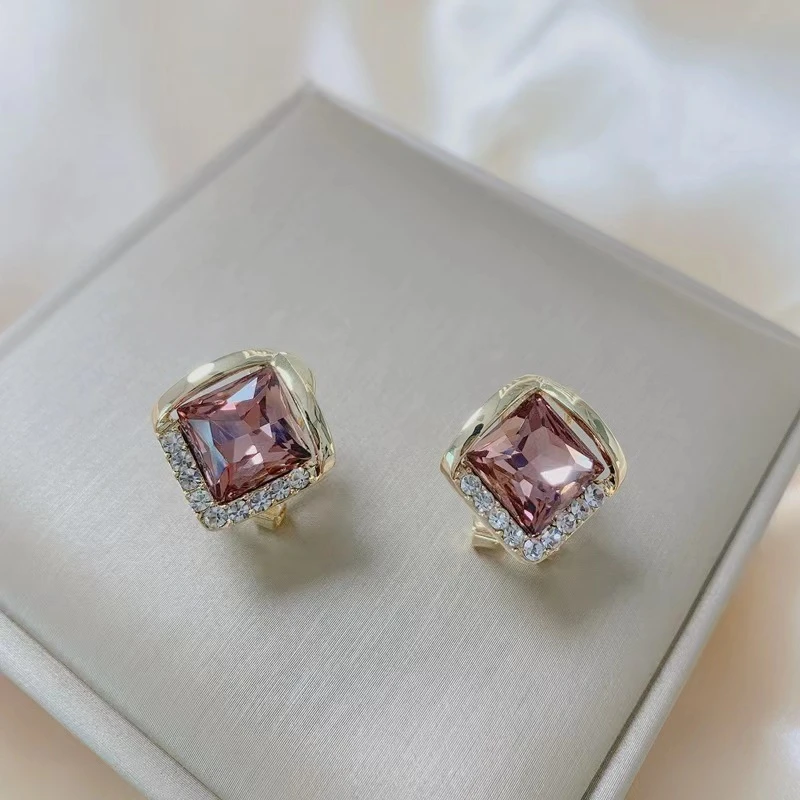 铜合金耳饰 Y几何气质紫色耳钉扣复古高级感优雅小众耳饰1216