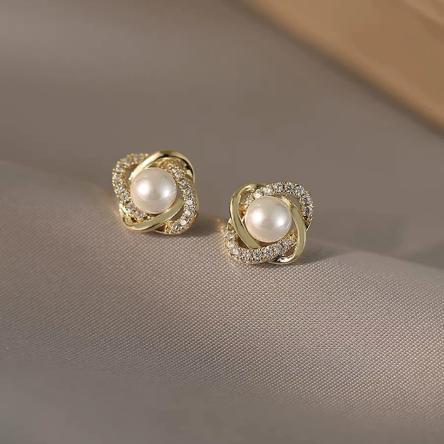 铜合金耳饰 小巧几何螺旋耳钉气质百搭通勤时尚复古小众耳饰1862