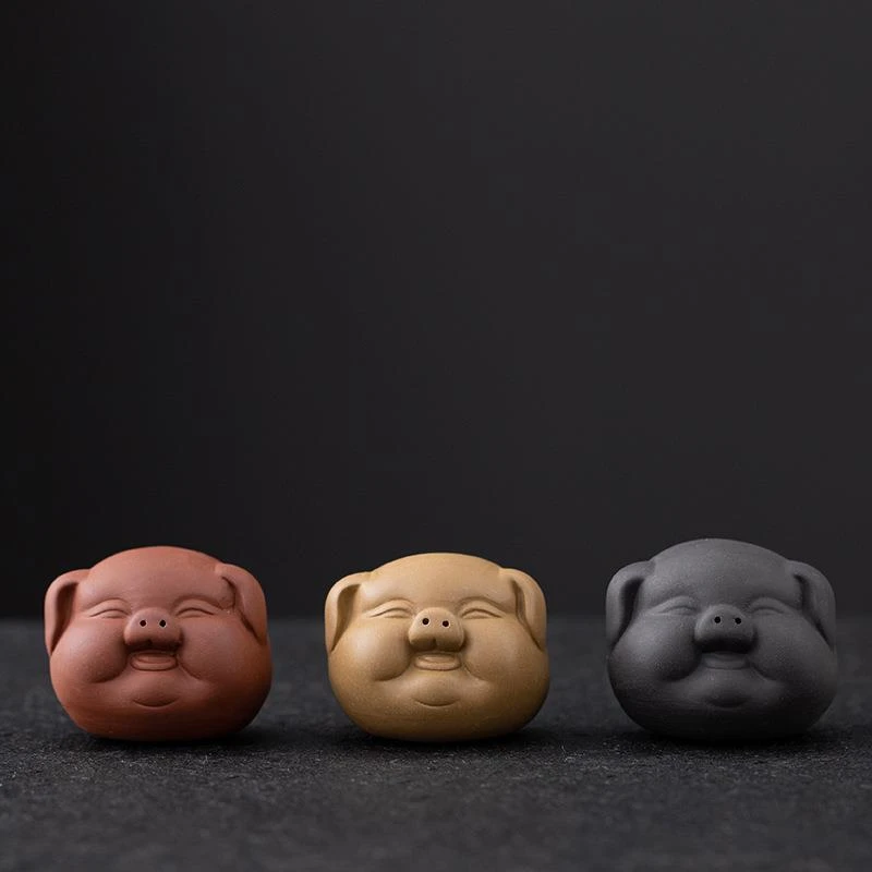 紫砂茶宠摆件茶玩茶艺小猪精品茶桌配件家用个性创意茶台装饰摆件