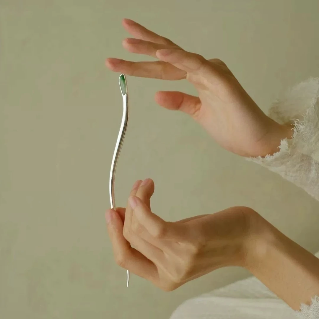 新中式枝隐古风发簪女清冷感轻奢高级感气质盘发簪子汉服旗袍头饰