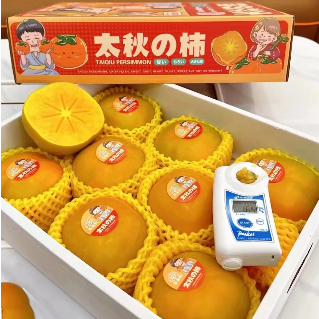 日本品种太秋脆柿大果原箱礼盒6-8颗甜脆柿