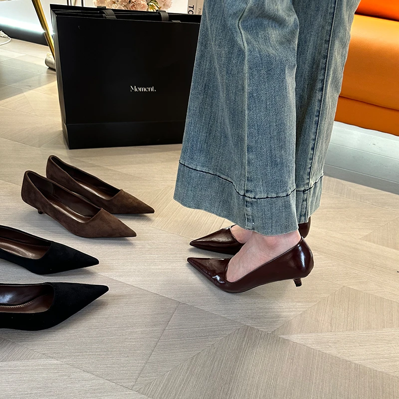 雅丹风尖头黑色细跟高跟鞋女洋气高级不累脚气质性感时尚百搭鞋子