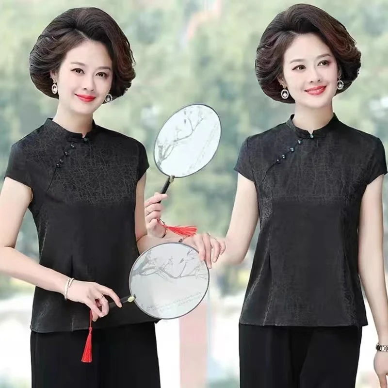 琉璃扣纯色气质小衫-815