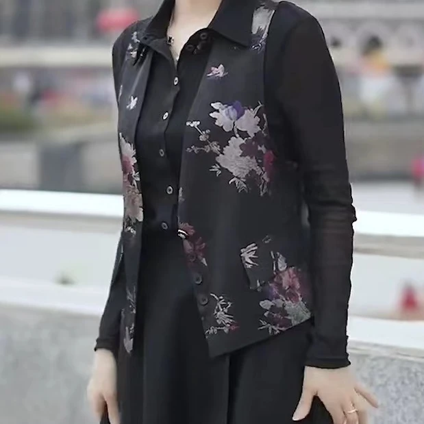 牡丹印花夏季马甲