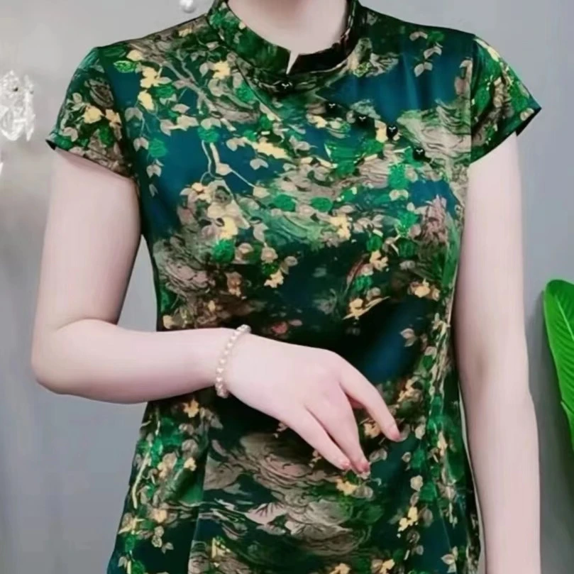 碧绿印花琉璃扣立领小衫11