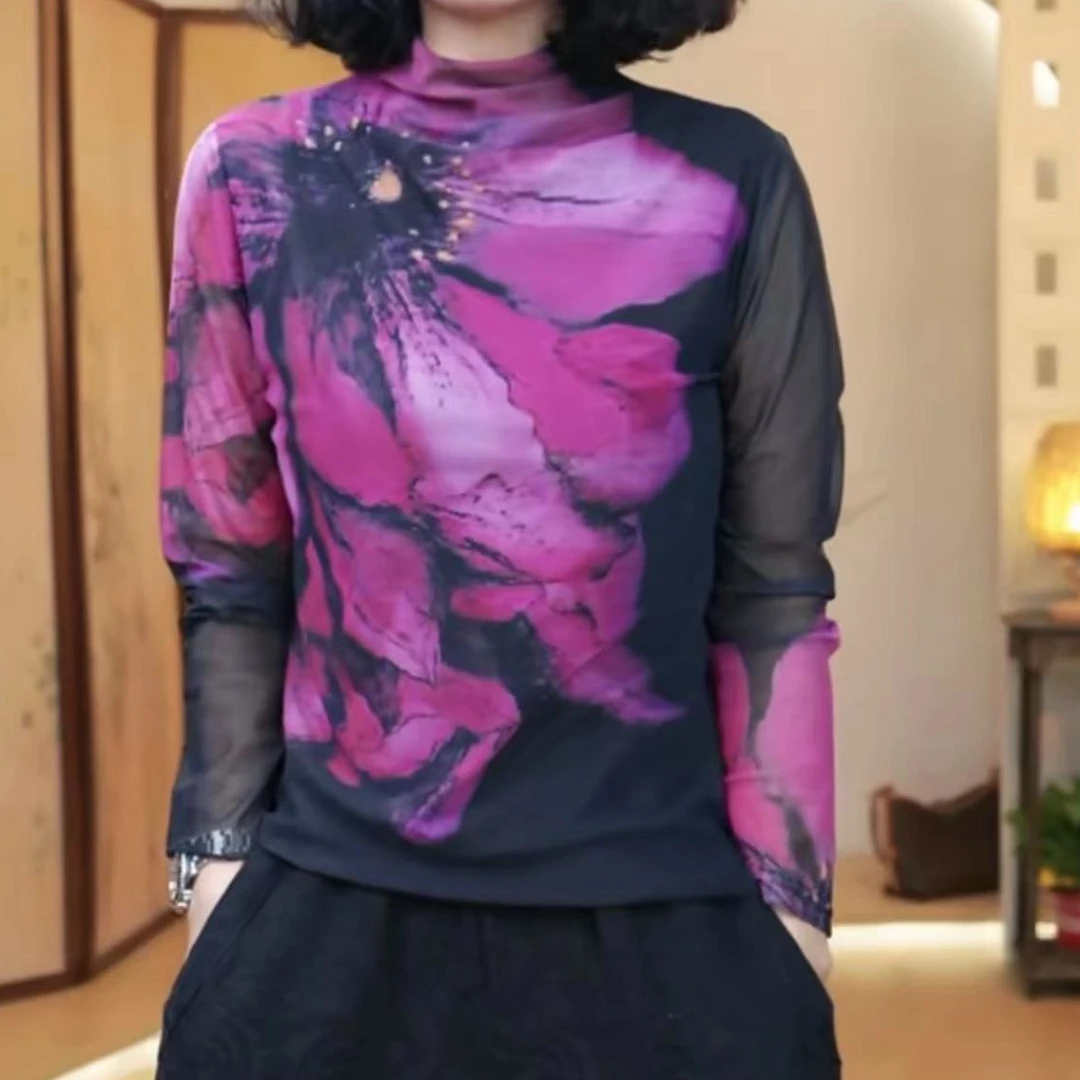 肌肤长袖网纱打底衫66