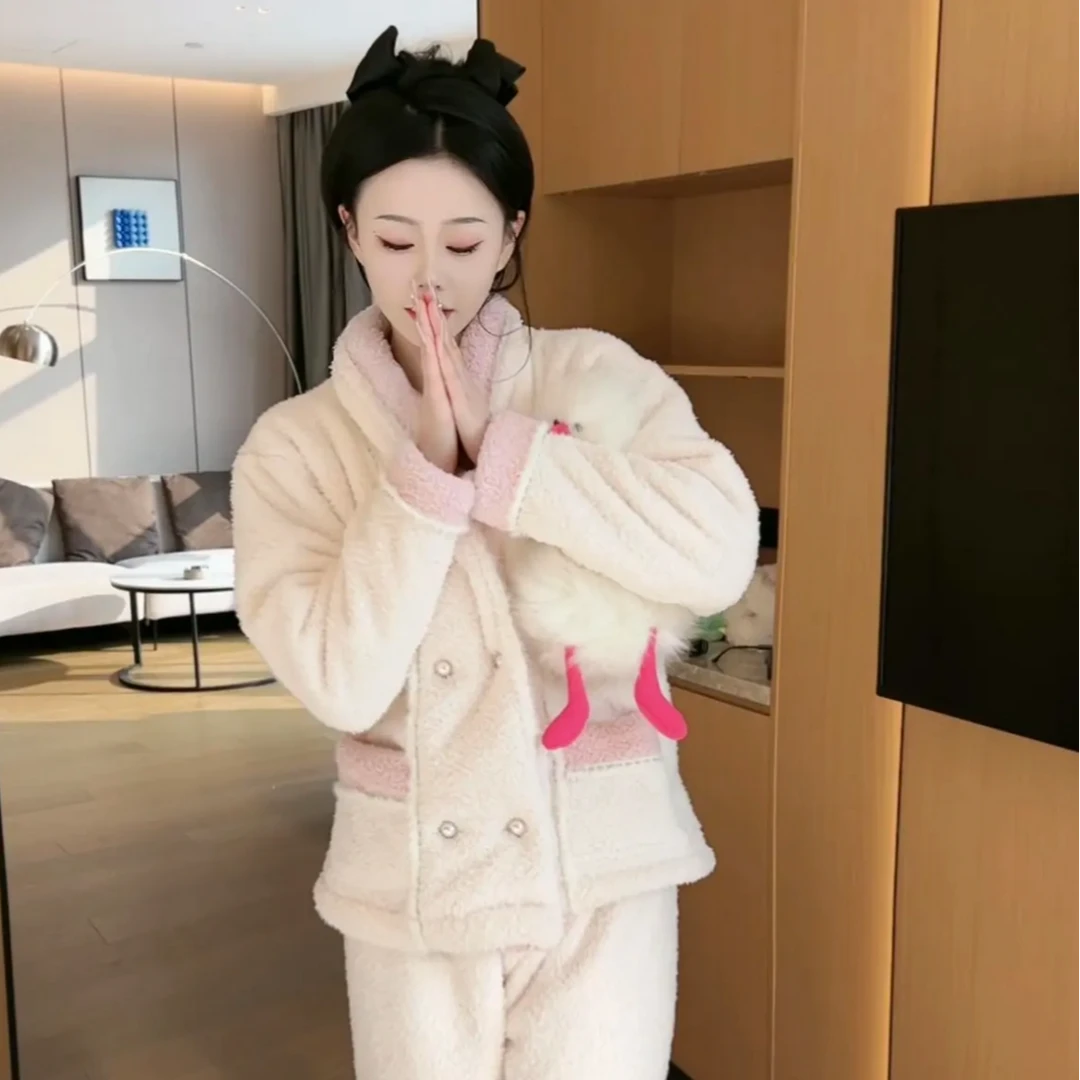 （奶糖）冬季休闲保暖气质睡衣女家居服小香风可外穿