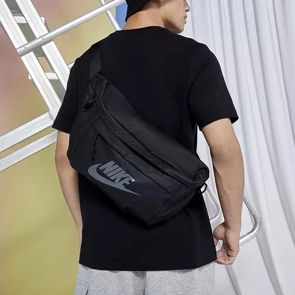 NIKE耐克运动休闲大Logo经典拉链开合邮差包BA5751-010黑