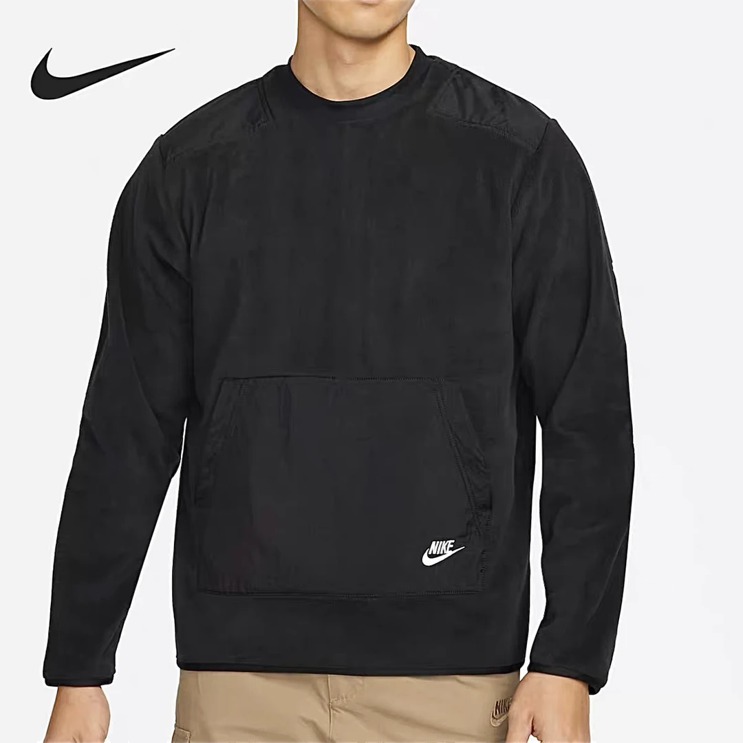 NIKE耐克圆领拼接运动套头摇粒绒卫衣DD4855-010男子休闲户外透气
