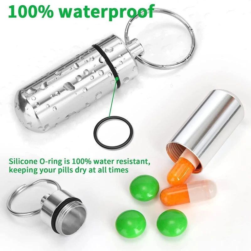 便携式药瓶铝合金迷你随身钥匙扣挂瓶密封仓防水金属药盒