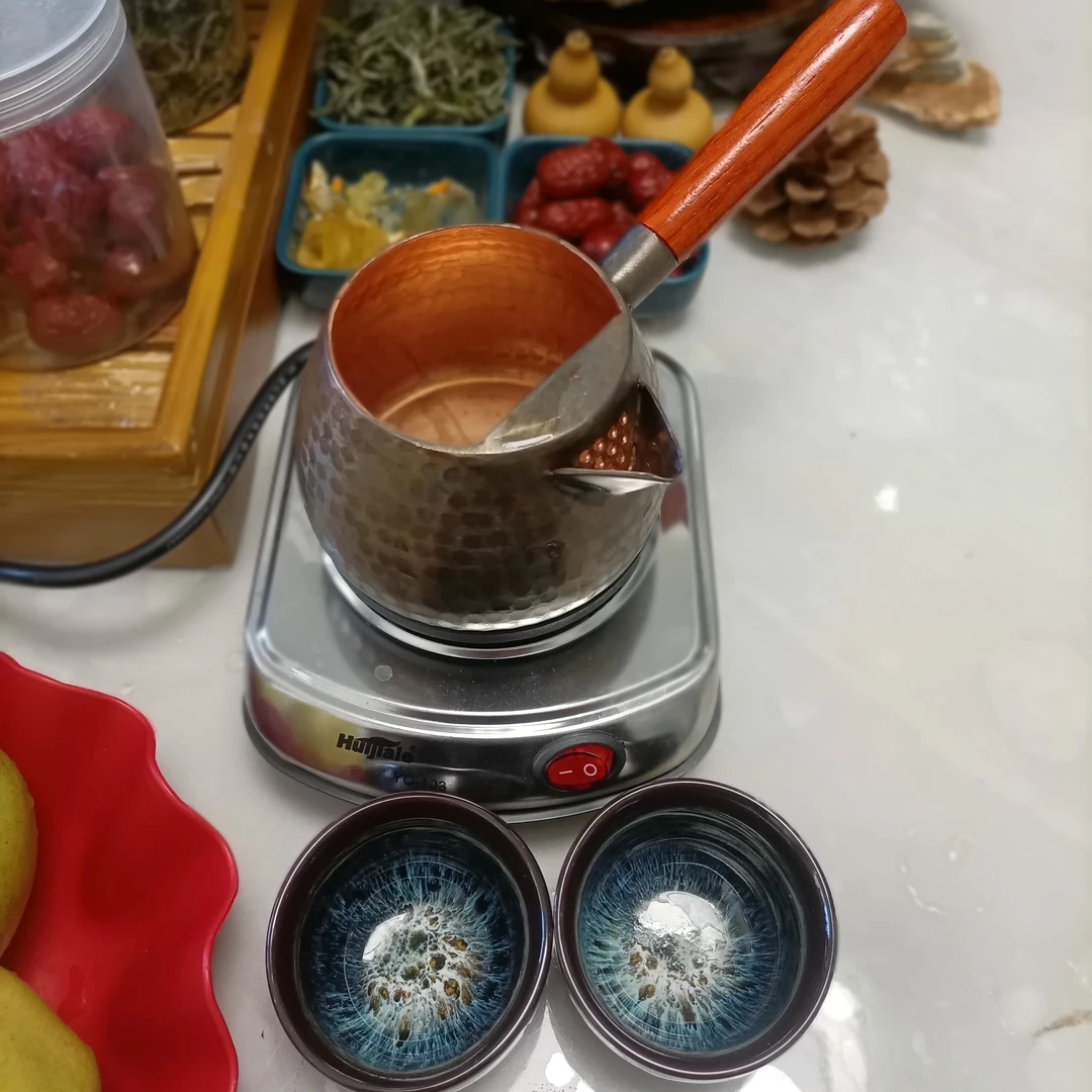 甘肃陕西天水陇南罐罐茶煮茶器煮茶炉500瓦炉纯铜大容量铜罐套装