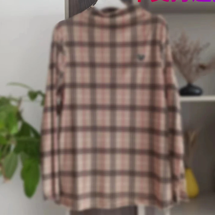 【福利款】洋气格纹网纱加绒T恤5763