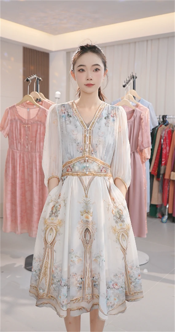 Y1235女装连衣裙夏季时尚裙子2024气质显瘦中长款a字裙