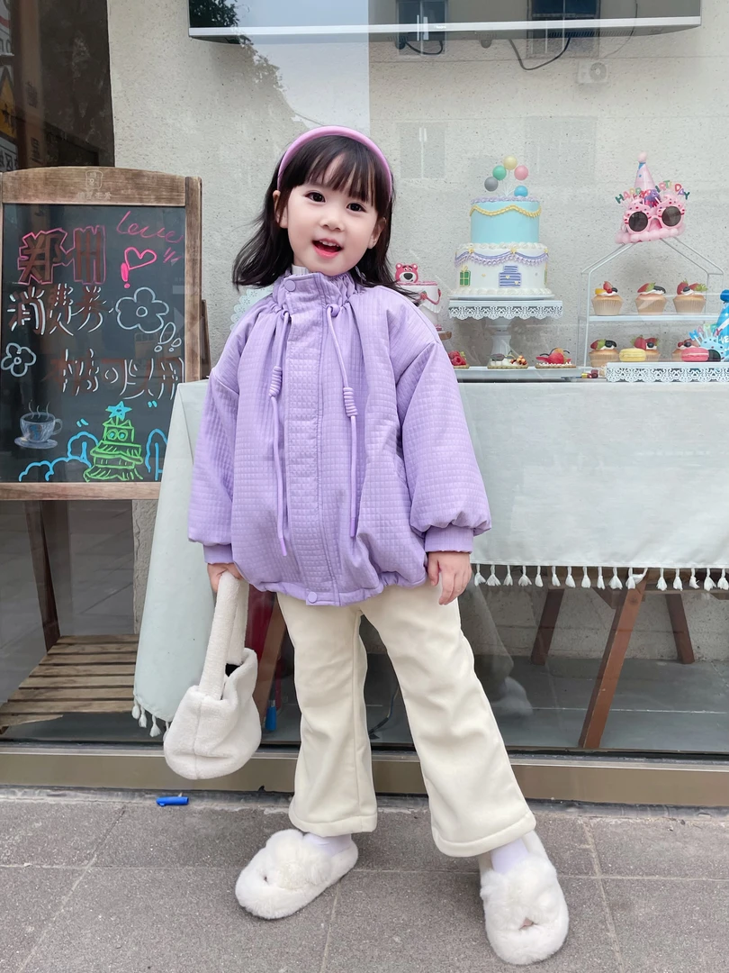 咪多咪彩女童加绒外套秋冬款新款加厚派克服儿童冬装洋气时髦棉服