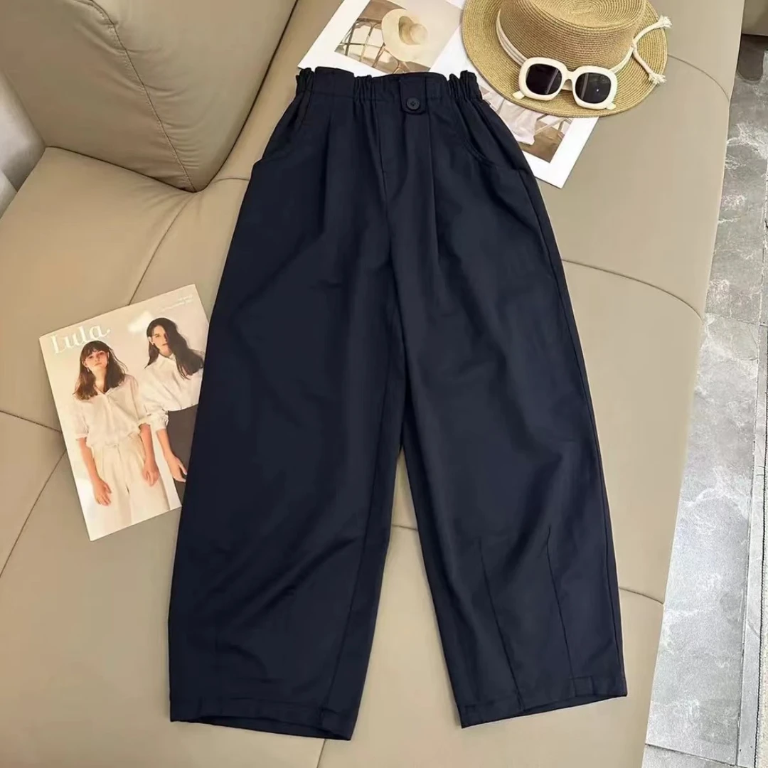 2024年夏季百搭高腰简约韩系显瘦花苞裤-八分裤