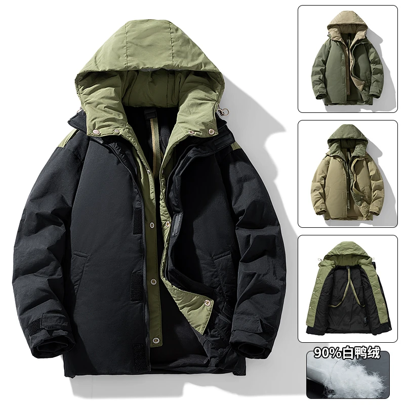 【小扬哥推荐】真羽绒服年新款工装羽绒服男冬季连帽韩版潮流保暖