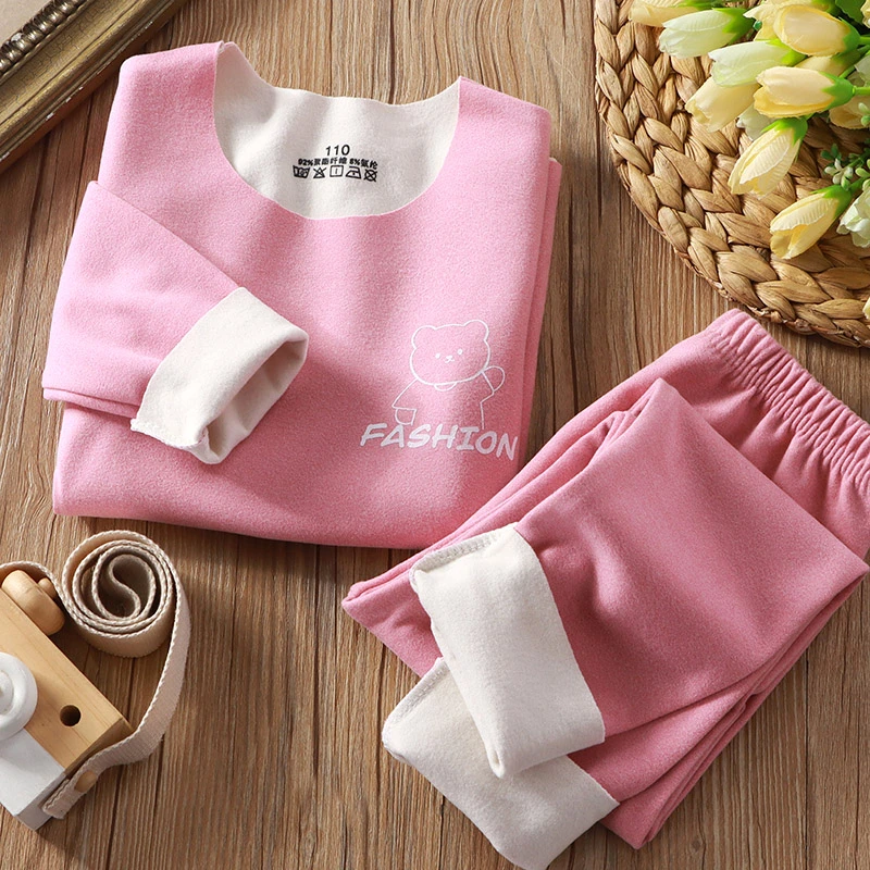 儿童双面德绒保暖套装秋衣秋裤男女童中大童秋冬保暖无痕内衣yoyo